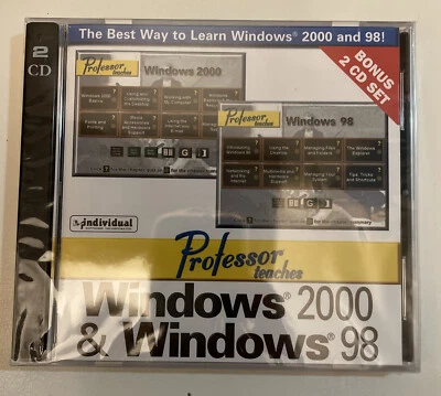 Windows 2000 and Windows 98 CD (Rare) Vintage Sealed 2 CD Set Professor Teaches - Image 1 of 4