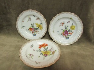 Victorian KPM Berlin Porcelain Floral Gilt Edge Small Plate Lot of 3 Pieces - Picture 1 of 3