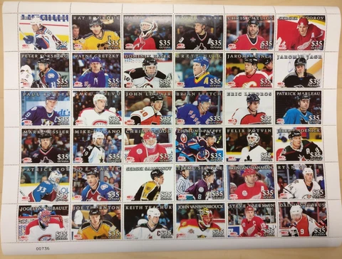 GUYANA FULL SHEET OF ALL STAR HOCKEY PLAYERS - 36 STAMPS MNH - KOIVU - BRODEUR Cover