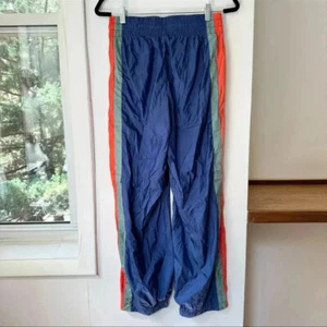 New Free People End Zone Track Pants Wide Leg Nyon Cargo FP Movement Blue Sz S - Picture 1 of 8
