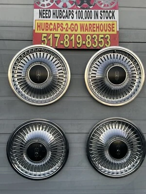 1974-79 Oldsmobile Cutlass Salon Omega Black Accent ” Set Of 4 Used Hubcaps - Image 1 of 4