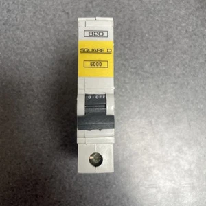 SQUARE D 20 AMP Typ B 6kA MCB SCHUTZSCHALTER QOE 6000 B20 20A QO einphasig - Bild 1 von 6