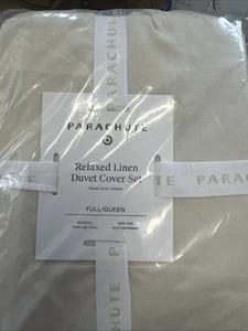 Full/Queen Relaxed Linen Stripe Duvet Cover & Sham Set Petal & Parchment - Picture 1 of 4