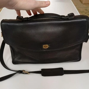 Coach 5265 Aktentasche Schultertasche Leder schwarz Drehverschluss Vintage aus Japan - Bild 1 von 24