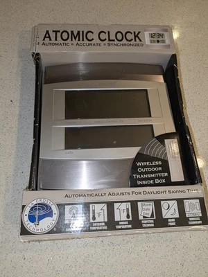NEW-La Crosse Technology Radio-Controlled Atomic Clock with Temperature Readings - Image 1 of 4