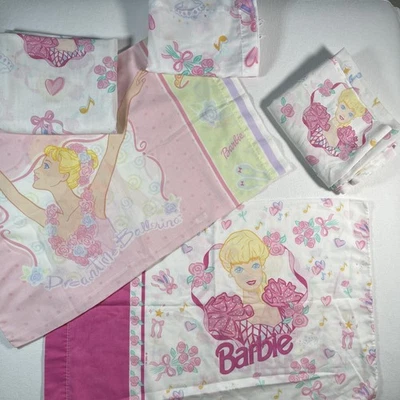 Vintage 1995 Barbie Bailarina Fronhas Lençóis Janela Dreamtime Ballet Conjunto EUA - Imagem 1 de 4