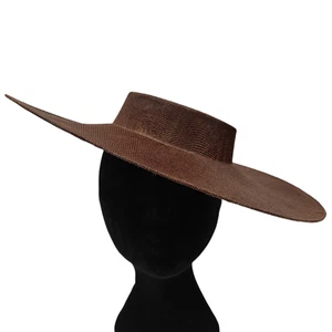 dark brown large wide brim DIY fascinator base wedding hat Kentucky Derby Ascot - Picture 1 of 4