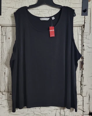 Blusa Top Blusa Suave by Avenue Negra Sin Mangas Elastizada Para Mujer Talla Grande 5X 30/32 Foto 1 de 4