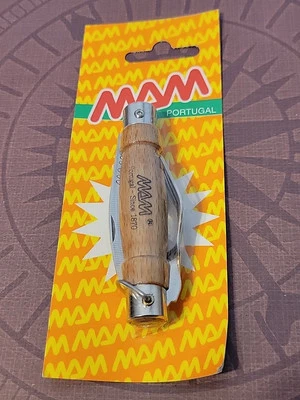Mam Knife Made In Portugal Hobo Picnic Fork Friction Folder Beech Wood Handle - Image 1 of 4