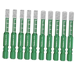 pc Dry Diamond Drill Bits Set，5pc 3/16’’ 5mm & 5pc 3/16 in & 1/4 in 10 Green - Picture 1 of 8