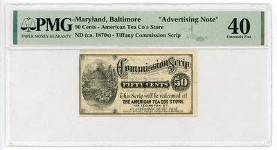 1870's 50c The American Tea Co's Store - MARYLAND Advertising Note PMG XF 40 - Image 1 of 2