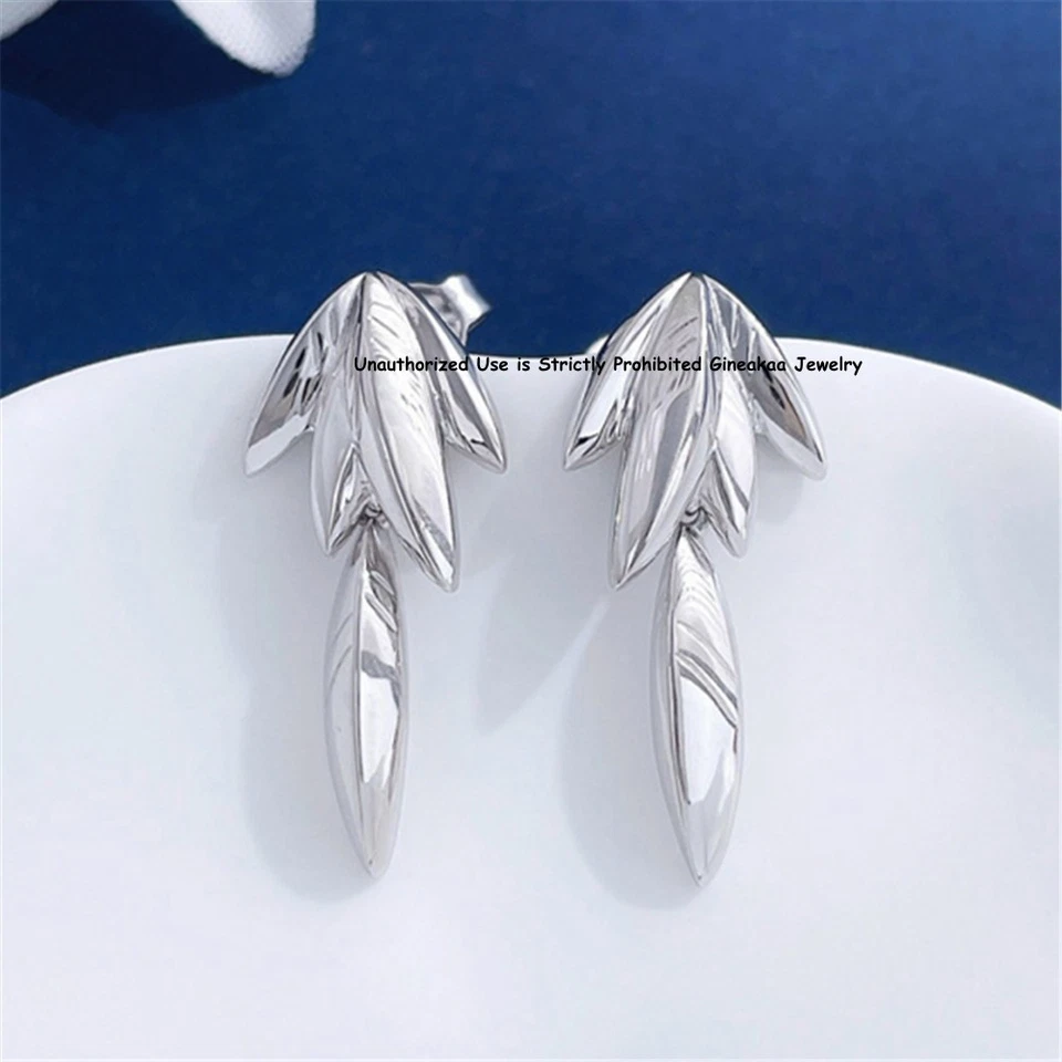 Pendientes de corazón de trigo de la suerte de platino 950 puro PT950 para mujer 5,4-5,5 g 22*10 mm Foto 1 de 4
