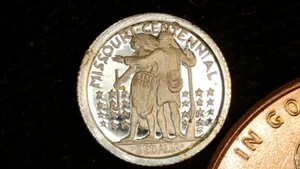 MINIATURE COIN 1921 MISSOURI COMMEMORATIVE HALF PROOF LIKE STERLING SILVER - Picture 1 of 2