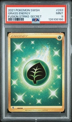 Pokemon Grass Energy 283/264 PSA 9 2021 SWSH Fusion Strike 283 PSA 9 Gold - Image 1 of 3