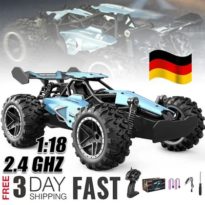 Ferngesteuertes Auto Offroad Draußen 2-Akku 1:18 15 km/h RC Buggy Rennwagen 2WD - Bild 1 von 4