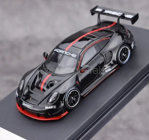 Coche de exhibición diecast modelo deportivo de carreras 911 GT3 R SR escala 1:64 negro - Imagen 1 de 11