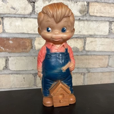 Juguete chirriante de goma 68 de colección J.L. Mono Prescott Co Boy Birdhouse no funciona Foto 1 de 4