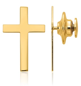 14K Solid Yellow Gold Cross Tie Clip Bar Tac - Picture 1 of 3