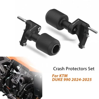 Motorcycle Frame Sliders Crash Protectors Set Black For KTM DUKE 990 2024-2025 - Image 1 of 4