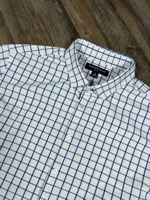 Mizzen + Main Shirt Men's XL Button Up White Blue Check No Tuck Stretch Leeward - Image 1 of 4