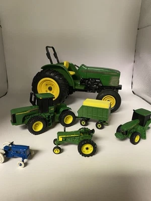 Lot of 6 Toy Tractors & Equip. John Deere and Ford Die Cast Metal and Plastics - Image 1 of 4