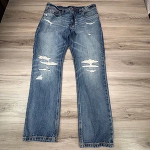 Tommy Hilfiger Herren Jeans Blau Distressed Relaxed Fit Straight Leg 34x32 Y2K - Bild 1 von 16