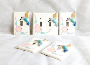 Vintage 80s All Fired Up-Hand Painted Hummingbirds Light Switch Plates-Lot Of 5 - Bild 1 von 11