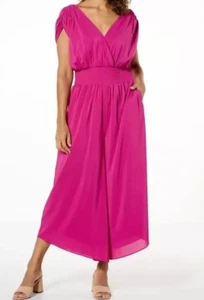 Übergröße 1X G by Giuliana Black Label Jumpsuit Chiffon gesmokte Taille weites Bein - Bild 1 von 2