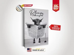 Divertido póster de vaca baño estampado artístico comedia inodoro imagen divertido arte de pared regalo - Imagen 1 de 10