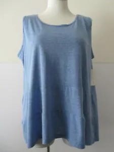 French Laundry Plus Size 3X blue cotton/polyester sleeveless tunic knit top - Picture 1 of 8