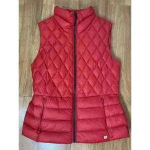 Soia & Kyo Hila Sustainable Size Small Lightweight Down Puffer Red Quilted Vest - Picture 1 of 4
