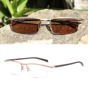 Men's Photochromic Brown Reading Glasses Half Rimless Single Vision +0.00~ +4.00 - Picture 1 of 26