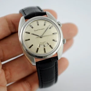 SPECIAL SWISS GIRARD PERREGAUX MANUAL WIND ALARM VINTAGE  STEEL GENTS WATCH - Picture 1 of 12