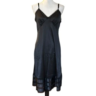 Vestido sin mangas vintage años 70 80 Sears 100 % nailon para mujer talla 36 negro liso gótico Foto 1 de 4