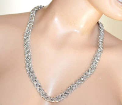 Cintura donna gioiello catena argento maglia treccia intrecciata elegante UG72 - Immagine 1 di 4