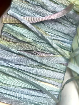 embroidery  silk trim 1/8" ribbon 4mm pastel Monet 1yd Japan - Image 1 of 3