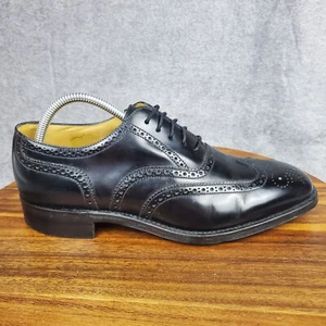 Charles Tyrwhitt Oxfords Mens 8 US 7 UK Black Leather Wingtip Brogue Dress Shoes - Picture 1 of 12