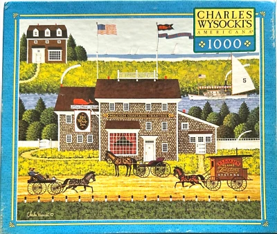 Red Whale Inn COMP 1000 pc Puzzle Seaside Store Lobster Clam Wagon Wysocki - Image 1 of 4
