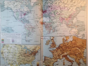 1921 WORLD POPULATION DENSITY Statistic Map Vintage ORIGINAL 11.5 x 9.5" C21-6 - Picture 1 of 3