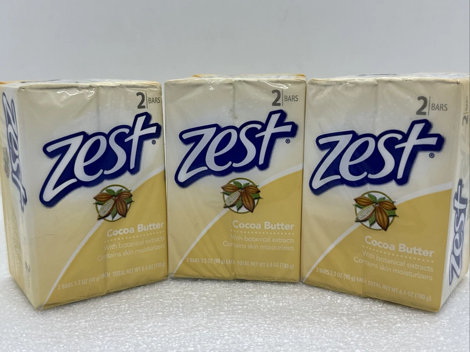 3 - 2 Packs Of ZEST COCOA BUTTER Bar Soap W/Botanical Extracts Discontinued - Image 1 of 4