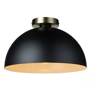 Rivet 1-Light Flush Mount Ceiling Light w Black Shade and Matte Gold Finish. - Picture 1 of 10