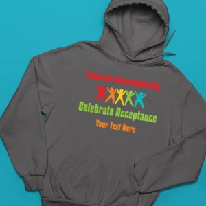 Personalised Celebrate Neurodiversity Hoodie Celebrate Acceptance ADHD Awareness - Picture 1 of 24