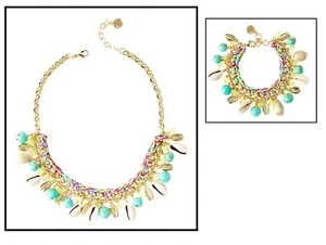 NEW Lilly Pulitzer "Spring Bound" Shells Gold Statement Bracelet or Necklace NWT - Picture 1 of 11