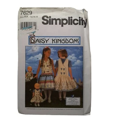 Simplicity DAISY KINGDOM Pattern 7629 Girl Doll Dress Matching Spring 7,8,10,12 - Image 1 of 4