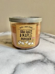 SEA SALT & MAPLE POPCORN Bath & Body Work 14.5 Ounce Large Candle New Retired - Picture 1 of 5