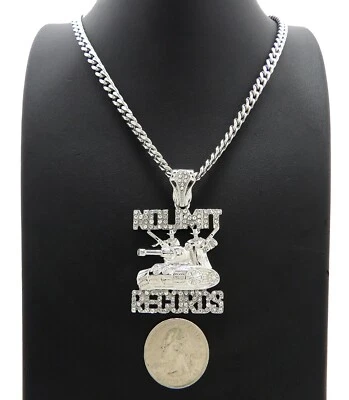 Colgante Ice Bling SIN LIMIT RECORDS con cadena cubana de acero inoxidable de 5 mm Foto 1 de 4