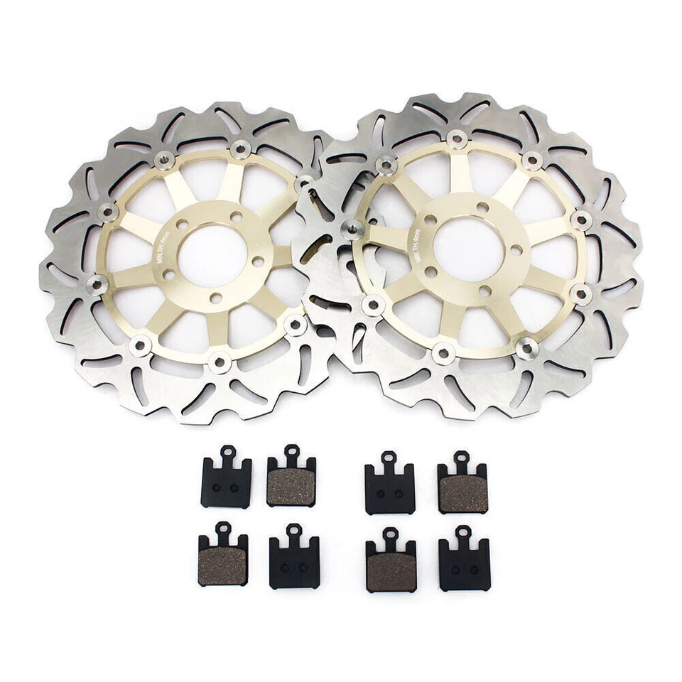 For Kawasaki Pair Gold Front Brake Rotors Pads ZX12R ZX-12R Ninja 1200 2004 2005 - Image 1 of 4