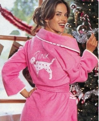 VICTORIA’S SECRET VS PINK VINTAGE Y2K 2004 TERRY CLOTH BATH ROBE DOG PUP RARE LG - Image 1 of 4