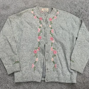 Cárdigan Suéter Floral Vintage Años 50 Jasly Lana de Cordero Angora Conejo - Talla 38 Gris - Imagen 1 de 6