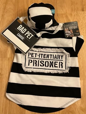 Disfraz de prisionero de Halloween Bootique Crooked Cutie Pet, M Foto 1 de 4